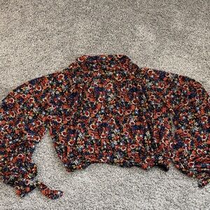 Free People Floral Blouse - Red, Blue, Yellow